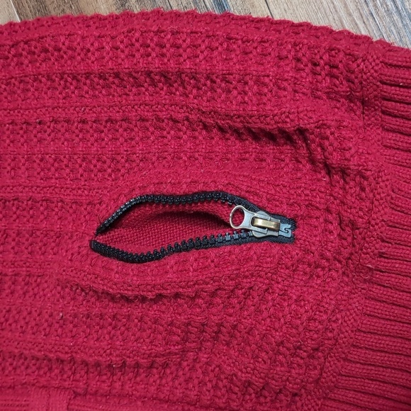 LCR Black Edition Knit Full Zip Sweater in Red Faux Fur Hood Lining - Picture 7 of 11